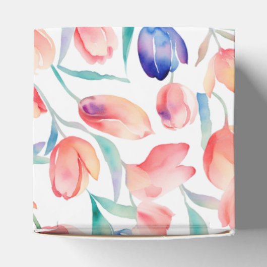 Waterverf Tulps Patroon voor Vor Box Bedankdoosjes (Bovenkant)