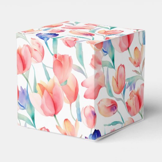 Waterverf Tulps Patroon voor Vor Box Bedankdoosjes (Achterkant)
