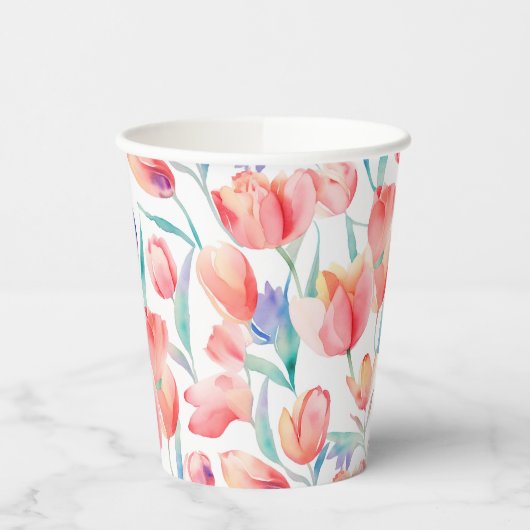 Waterverf Tulps Patroonpapier Papieren Bekers (Links)