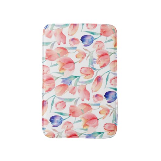 Waterverf Tulps Pattern Bath Mat (Voorkant Verticaal)