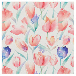 Waterverf Tulps Pattern Fabric Stof