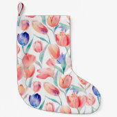 Waterverf Tulps Pattern Kerstmis stoppen Kleine Kerstsok (Voorkant)