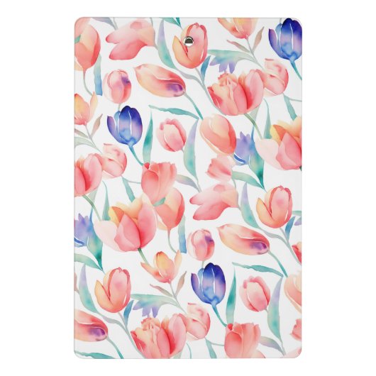 Waterverf Tulps Pattern Mini Clipboard Mini Klembord (Achterkant)