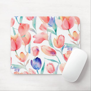 Waterverf Tulps Pattern Mousepad Muismat
