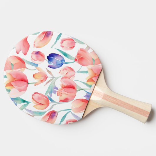 Waterverf Tulps Pattern Ping Pong Paddle Tafeltennisbatje (Zijkant)