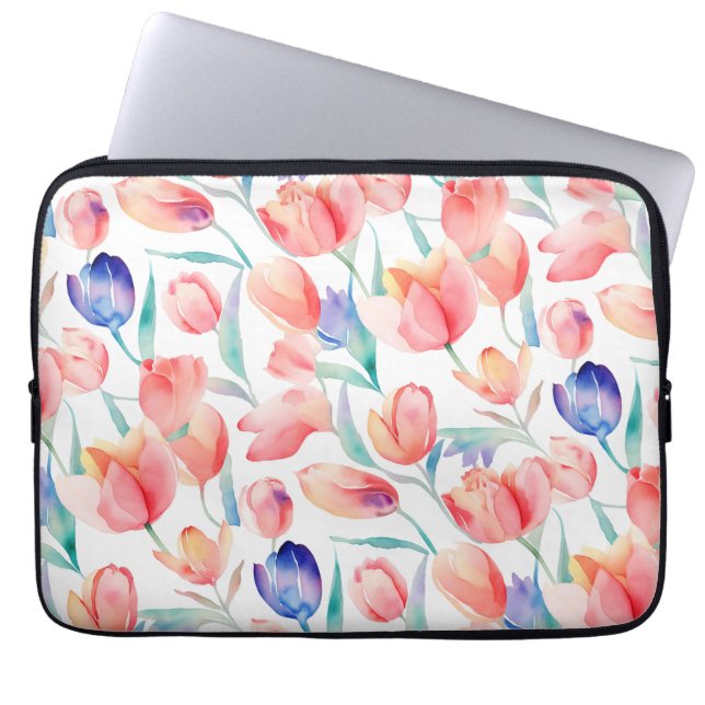 Waterverf Tulps Pattern-Sleeve Laptop Sleeve (Voorkant)