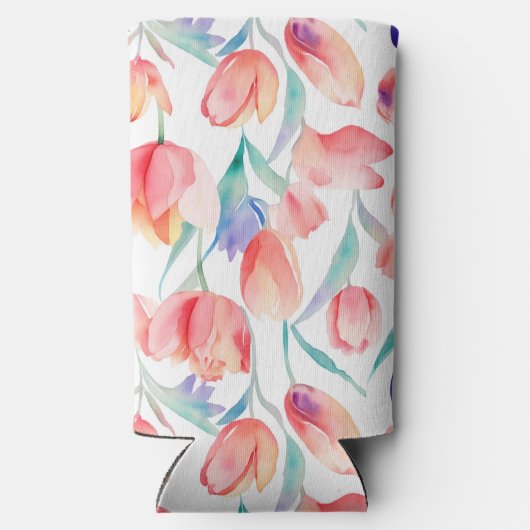 Waterverf Tulps Pattern Slim Koelbox (Achterkant)