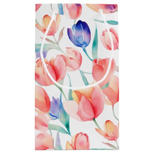 Waterverf Tulps Pattern Small Gift Bag Klein Cadeauzakje (Achterkant)