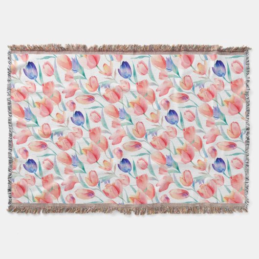 Waterverf Tulps Pattern Throw Blanket Deken (Voorkant)