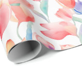 Waterverf Tulps Pattern Wrapping Paper Cadeaupapier (Rol Hoek)