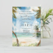 Waterverf Tulum Tropical Beach Wedding Kaart (Staand voorkant)