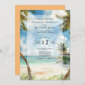 Waterverf Tulum Tropical Beach Wedding Kaart (Voorkant / Achterkant)