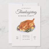 Waterverf Turkije Thanksgiving Dinner Kaart (Voorkant)