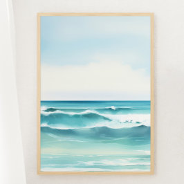 Waterverf Turquoise Beach Print 1 van 3 Poster
