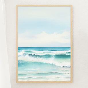 Waterverf Turquoise Beach Print 2 van 3 Poster