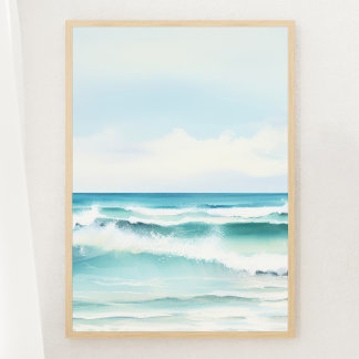 Waterverf Turquoise Beach Print 2 van 3 Poster