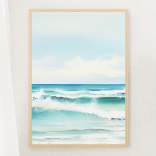 Waterverf Turquoise Beach Print 2 van 3 Poster