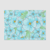 Waterverf Turquoise Blauwe Bloemen en groen Tissuepapier (Voorkant)