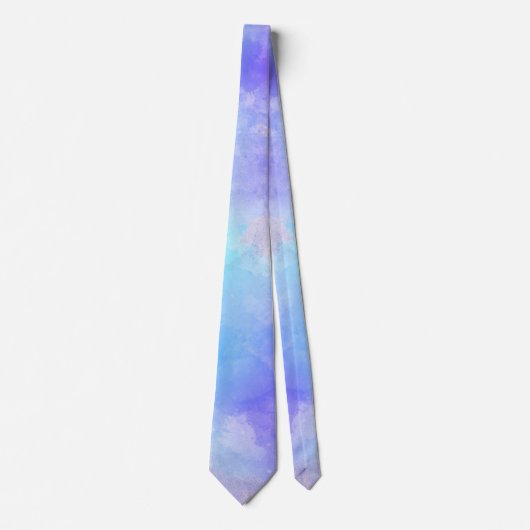 Waterverf Turquoise Blue Violet Stropdas (Voorkant)