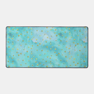 Waterverf Turquoise Faux Gold Polka Dots Bureaumat