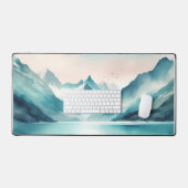 Waterverf turquoise gletsjermeren bureaumat (Keyboard & Muis)