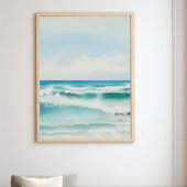 Waterverf Turquoise Ocean Wall Art Foto Afdruk
