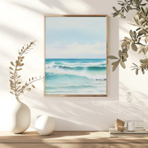 Waterverf Turquoise Ocean Wall Art