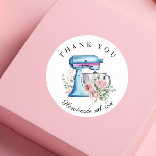 Waterverf Turquoise Stand Mixer Bakkerij Dank u Ronde Sticker