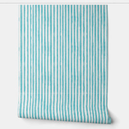 Waterverf Turquoise Strepen Behang