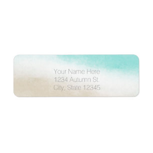 Waterverf Turquoise & Tan Elegante Strandbruiloft Etiket
