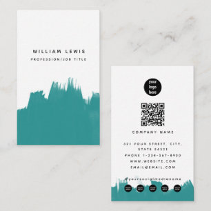 Waterverf Turquoise Teal QR-code Social Media Visitekaartje