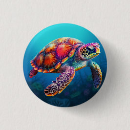 Waterverf Turtle Ronde Button 3,2 Cm