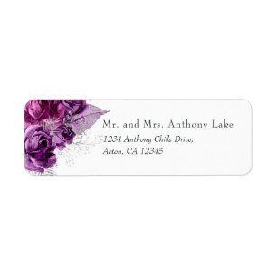 Waterverf tussen plum en marine etiket