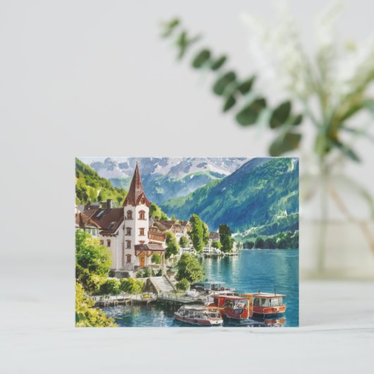 Waterverf tussen Zwitserland en Interlaken Briefkaart (Staand voorkant)