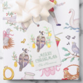 Waterverf Twaalf dagen Kerst Gepersonaliseerd Cadeaulabel