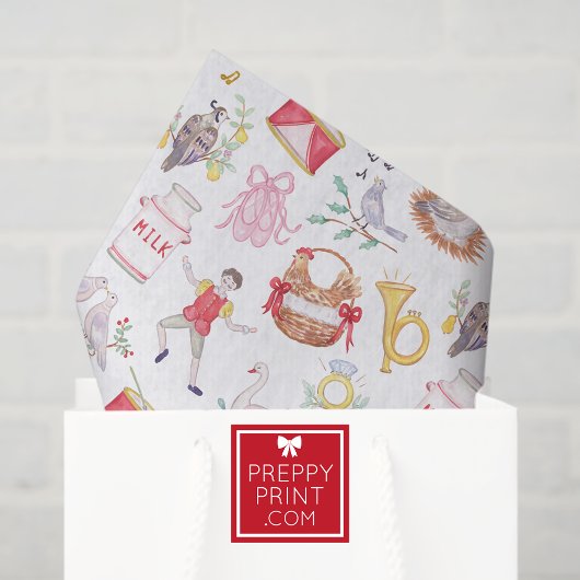 Waterverf Twaalf dagen Kerst Tissuepapier