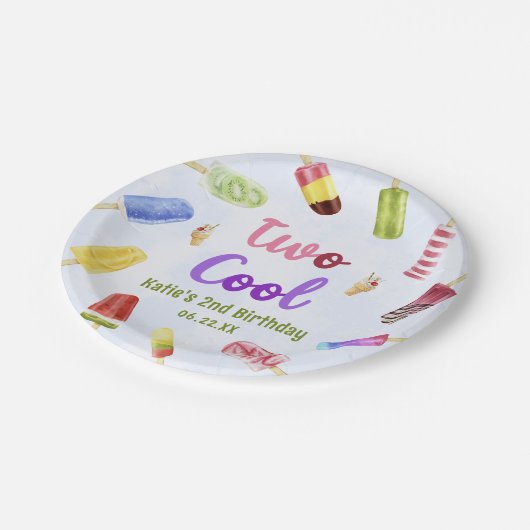 Waterverf Twee Cool Popsicle 2e Verjaardagsfeest Papieren Bordje