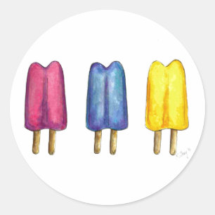 Waterverf Twin Pop Popsicles Ice Lollies Lolly Ronde Sticker