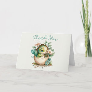 Waterverf TY Baby Shower Eierdinosaurus Bloemen Kaart