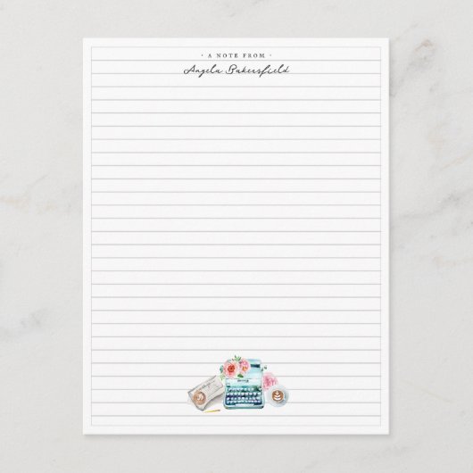 Waterverf typemachine | Monogrammofoonwerk Informatiekaartje (Voorkant)