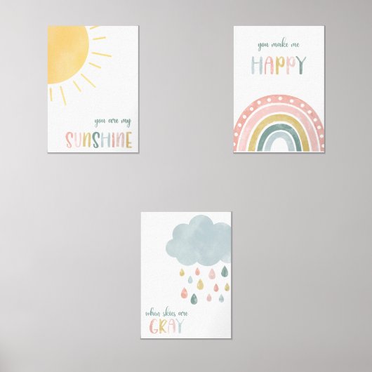 Waterverf U bent mijn zonneschijn Muurkunst Sets (Voorkant)