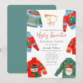 Waterverf Ugly Sweater Holiday Party Kaart (Voorkant / Achterkant)