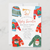 Waterverf Ugly Sweater Holiday Party Kaart (Voorkant)