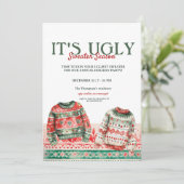 Waterverf Ugly Sweater Kerstparty Kaart (Staand voorkant)