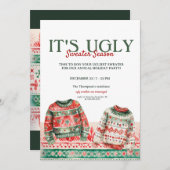 Waterverf Ugly Sweater Kerstparty Kaart (Voorkant / Achterkant)