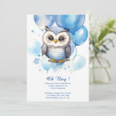 Waterverf Uil Baby shower Uitnodiging (Staand voorkant)