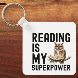 Waterverf Uil Boekenworm Lezen Gezegde Sleutelhanger