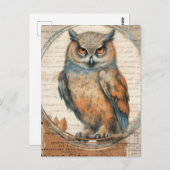Waterverf  Uil Collage Briefkaart (Voorkant / Achterkant)