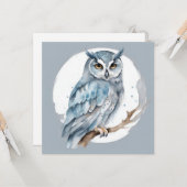 Waterverf Uil op de Tak  Kaart (Voorkant / Achterkant in situ)