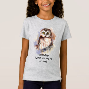 Waterverf Uil Wil Gewoon Leuk Quote Zijn T-shirt